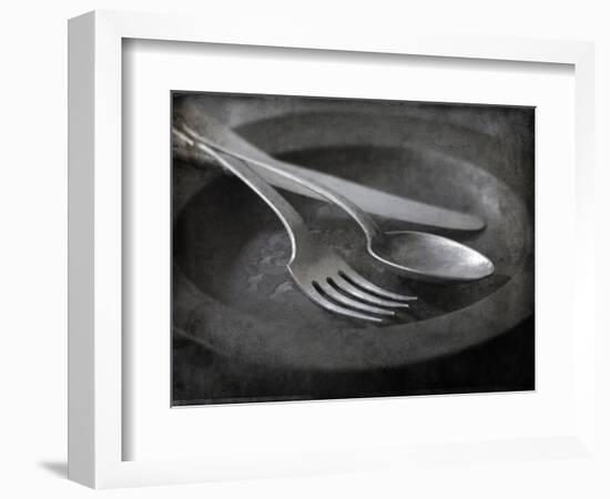 Old Pewter Flatware on an Old Pewter Plate-Steve Lupton-Framed Photographic Print