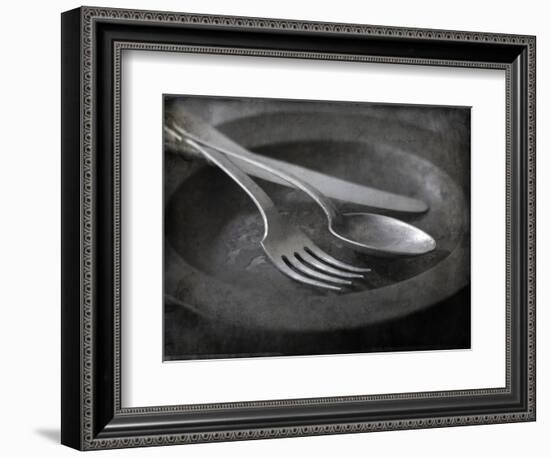 Old Pewter Flatware on an Old Pewter Plate-Steve Lupton-Framed Photographic Print