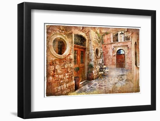 Old Pictorial Greek Streets - Vintage Artistic Series-Maugli-l-Framed Photographic Print