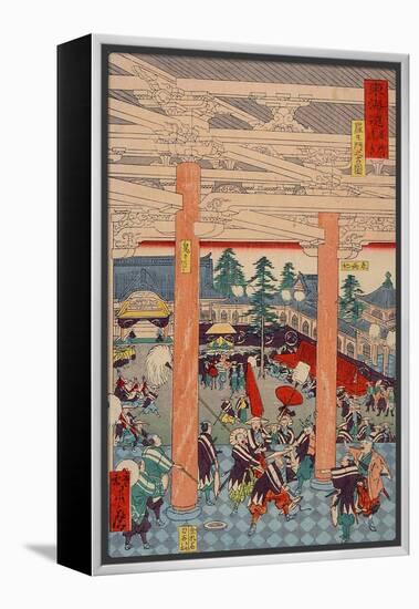 Old Picture of the Rashomon Gate from the Series Scenes of Famous Places-Kyosai Kawanabe-Framed Premier Image Canvas