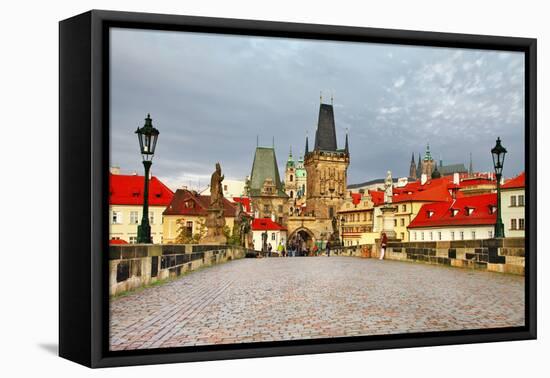 Old Prague, Famous Charles Bridge-Maugli-l-Framed Premier Image Canvas