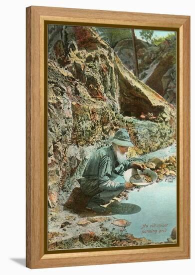 Old Prospector Panning for Gold-null-Framed Stretched Canvas