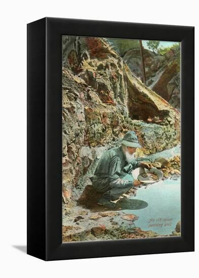 Old Prospector Panning for Gold-null-Framed Stretched Canvas