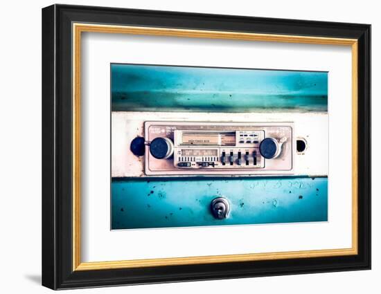 Old Radio in Vintage Car-Sasiistock-Framed Photographic Print