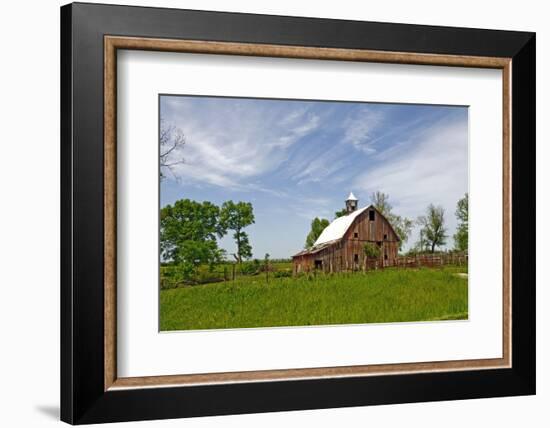 Old Red Barn, Kansas, USA-Michael Scheufler-Framed Photographic Print