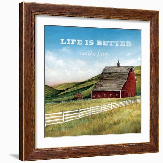 Old Red Barn with Words-David Cater Brown-Framed Art Print