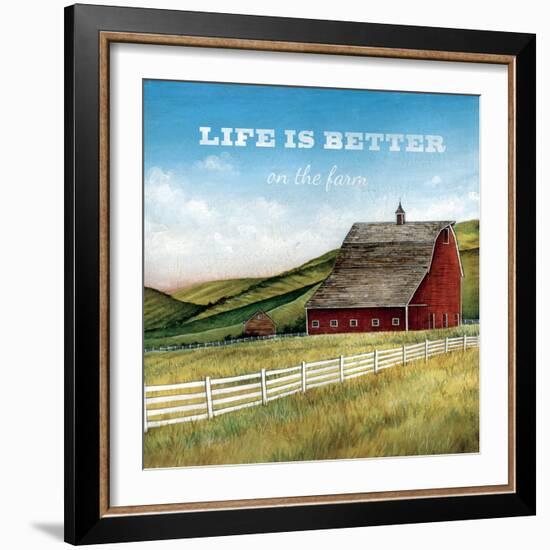 Old Red Barn with Words-David Cater Brown-Framed Art Print