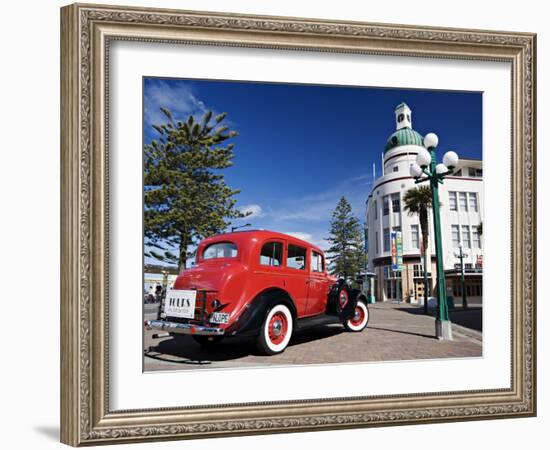 Old Red Car Advertising Tours in the Art Deco City, Napier, New Zealand-Don Smith-Framed Photographic Print