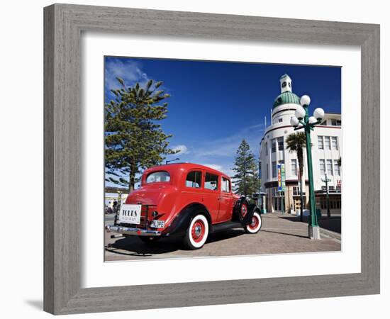 Old Red Car Advertising Tours in the Art Deco City, Napier, New Zealand-Don Smith-Framed Photographic Print