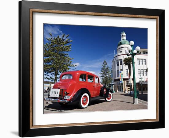 Old Red Car Advertising Tours in the Art Deco City, Napier, New Zealand-Don Smith-Framed Photographic Print