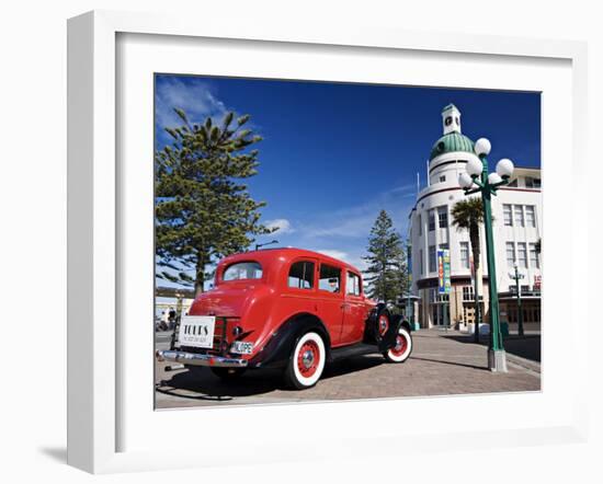 Old Red Car Advertising Tours in the Art Deco City, Napier, New Zealand-Don Smith-Framed Photographic Print