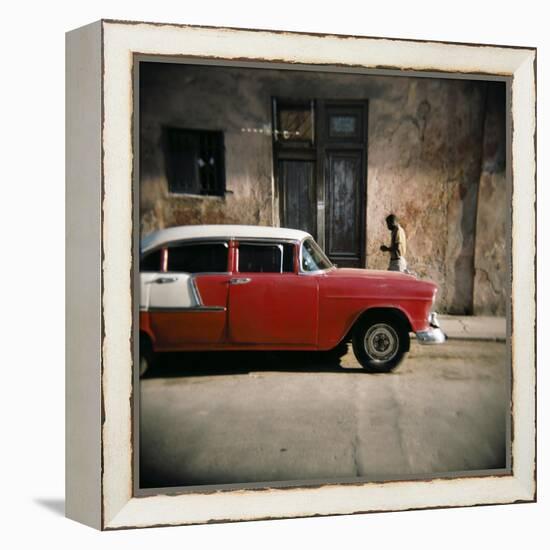 Old Red Car, Havana, Cuba, West Indies, Central America-Lee Frost-Framed Premier Image Canvas