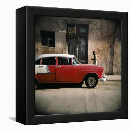 Old Red Car, Havana, Cuba, West Indies, Central America-Lee Frost-Framed Premier Image Canvas