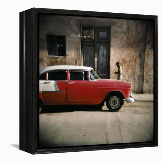 Old Red Car, Havana, Cuba, West Indies, Central America-Lee Frost-Framed Premier Image Canvas