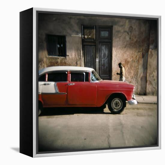 Old Red Car, Havana, Cuba, West Indies, Central America-Lee Frost-Framed Premier Image Canvas