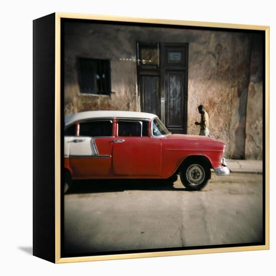 Old Red Car, Havana, Cuba, West Indies, Central America-Lee Frost-Framed Premier Image Canvas