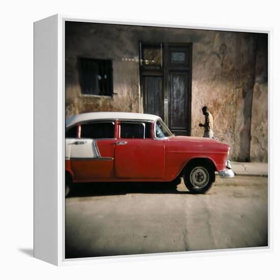 Old Red Car, Havana, Cuba, West Indies, Central America-Lee Frost-Framed Premier Image Canvas