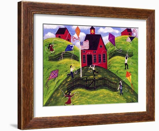 Old Red School House Kite Day Cheryl Bartley-Cheryl Bartley-Framed Giclee Print