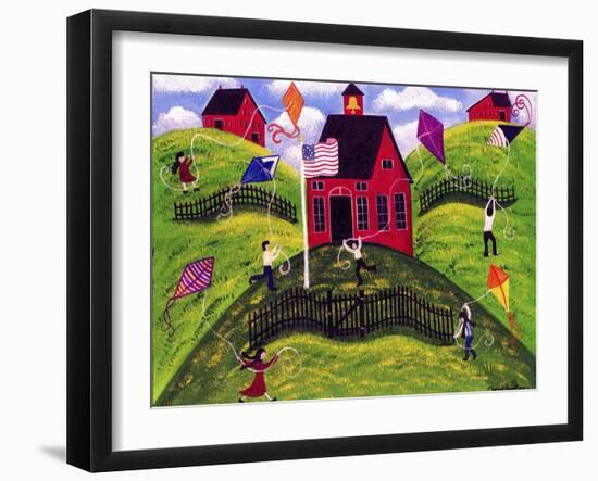 Old Red School House Kite Day Cheryl Bartley-Cheryl Bartley-Framed Giclee Print