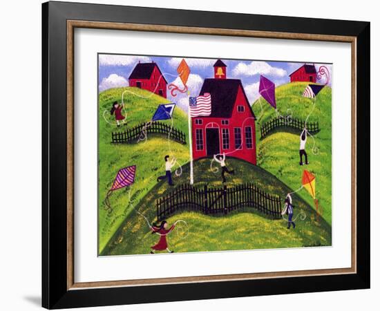 Old Red School House Kite Day Cheryl Bartley-Cheryl Bartley-Framed Giclee Print