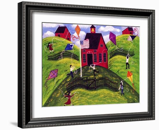 Old Red School House Kite Day Cheryl Bartley-Cheryl Bartley-Framed Giclee Print