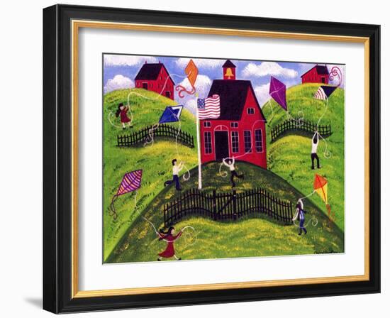 Old Red School House Kite Day Cheryl Bartley-Cheryl Bartley-Framed Giclee Print