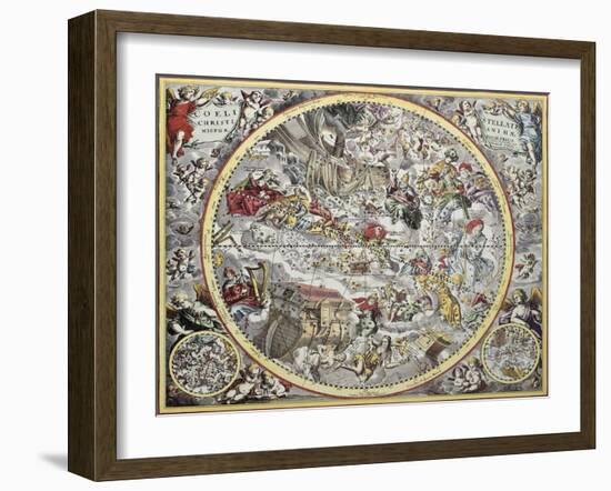 Old Representation Of Christian Celestial Hemisphere-marzolino-Framed Art Print