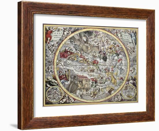 Old Representation Of Christian Celestial Hemisphere-marzolino-Framed Art Print