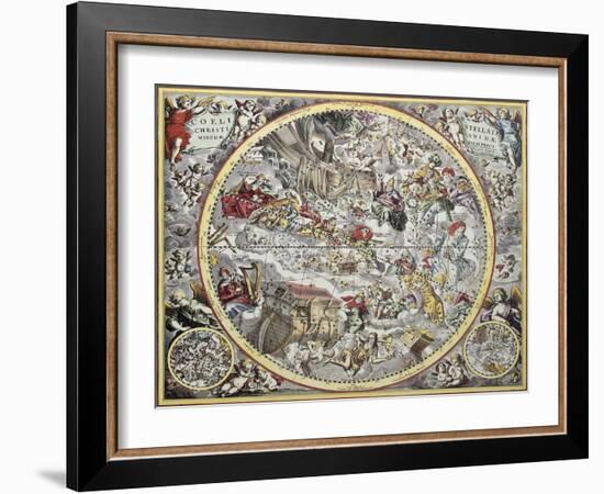 Old Representation Of Christian Celestial Hemisphere-marzolino-Framed Art Print