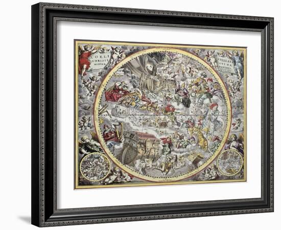 Old Representation Of Christian Celestial Hemisphere-marzolino-Framed Art Print