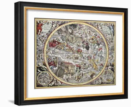 Old Representation Of Christian Celestial Hemisphere-marzolino-Framed Art Print