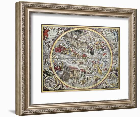 Old Representation Of Christian Celestial Hemisphere-marzolino-Framed Art Print