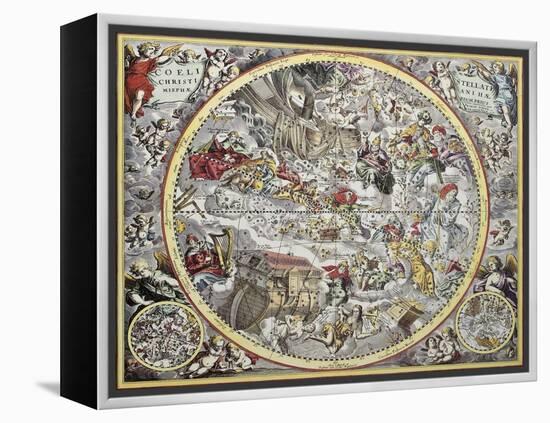 Old Representation Of Christian Celestial Hemisphere-marzolino-Framed Stretched Canvas