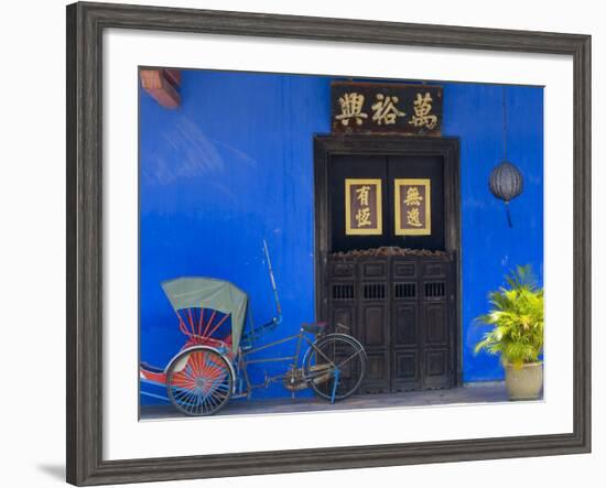 Old Rickshaws and House Front, Georgetown, Penang, Malaysia-Peter Adams-Framed Photographic Print