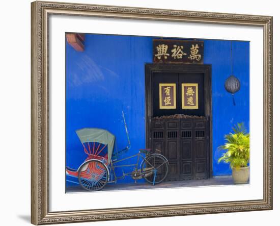 Old Rickshaws and House Front, Georgetown, Penang, Malaysia-Peter Adams-Framed Photographic Print