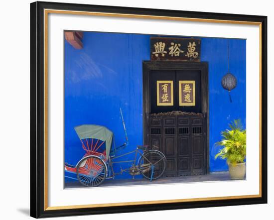 Old Rickshaws and House Front, Georgetown, Penang, Malaysia-Peter Adams-Framed Photographic Print