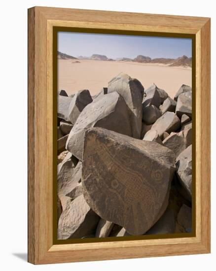 Old Rock Inscriptions in the Tassili N'Ajjer, Sahara, Southern Algeria, North Africa, Africa-Michael Runkel-Framed Premier Image Canvas