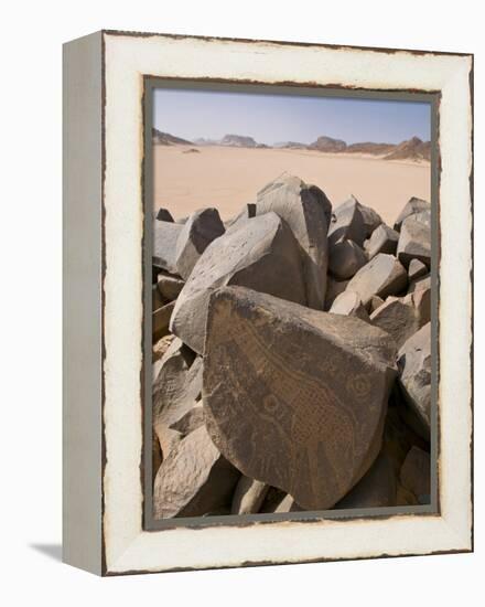 Old Rock Inscriptions in the Tassili N'Ajjer, Sahara, Southern Algeria, North Africa, Africa-Michael Runkel-Framed Premier Image Canvas