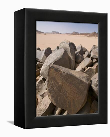 Old Rock Inscriptions in the Tassili N'Ajjer, Sahara, Southern Algeria, North Africa, Africa-Michael Runkel-Framed Premier Image Canvas