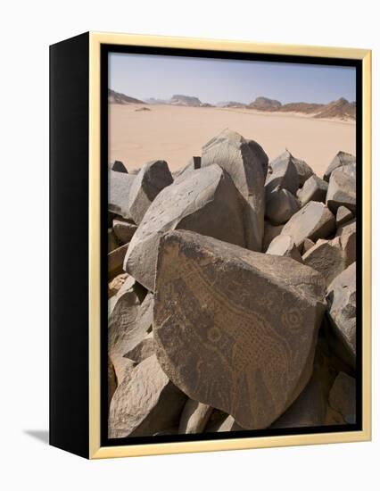 Old Rock Inscriptions in the Tassili N'Ajjer, Sahara, Southern Algeria, North Africa, Africa-Michael Runkel-Framed Premier Image Canvas