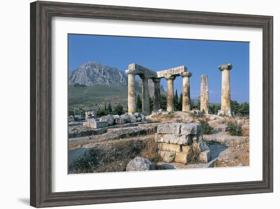 Old Ruins of a Temple, Temple of Apollo, Corinth, Peloponnesus, Greece-null-Framed Giclee Print