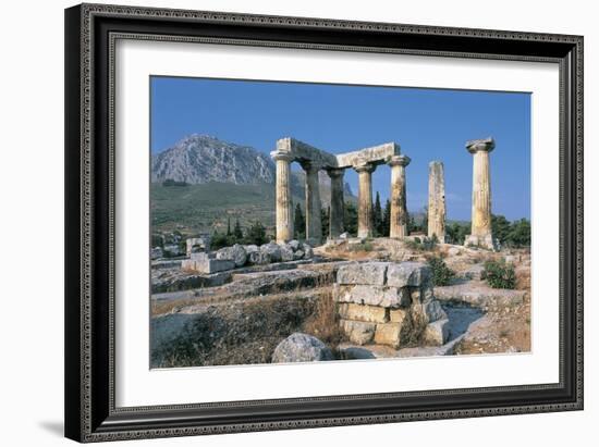 Old Ruins of a Temple, Temple of Apollo, Corinth, Peloponnesus, Greece-null-Framed Giclee Print