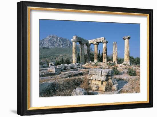 Old Ruins of a Temple, Temple of Apollo, Corinth, Peloponnesus, Greece-null-Framed Giclee Print