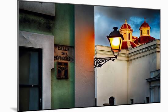 Old San Juan Street Corner With A Cathedral-George Oze-Mounted Photographic Print