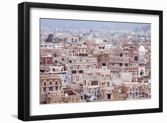 Old Sanaa Buildings - Traditional Yemen House-zanskar-Framed Art Print