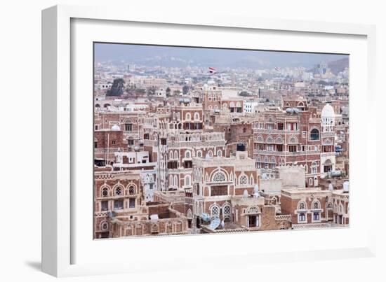 Old Sanaa Buildings - Traditional Yemen House-zanskar-Framed Art Print