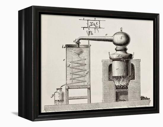 Old Schematic Illustration Of A Brass Alembic-marzolino-Framed Stretched Canvas