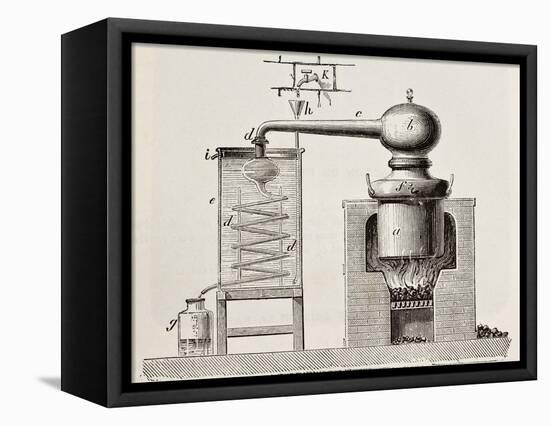 Old Schematic Illustration Of A Brass Alembic-marzolino-Framed Stretched Canvas