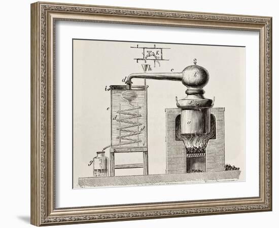 Old Schematic Illustration Of A Brass Alembic-marzolino-Framed Art Print