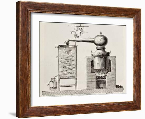 Old Schematic Illustration Of A Brass Alembic-marzolino-Framed Art Print